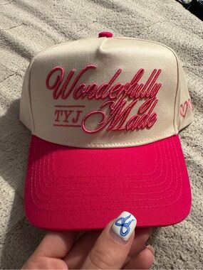 "Wonderfully Made" Trucker Hat - Hot pink and cream